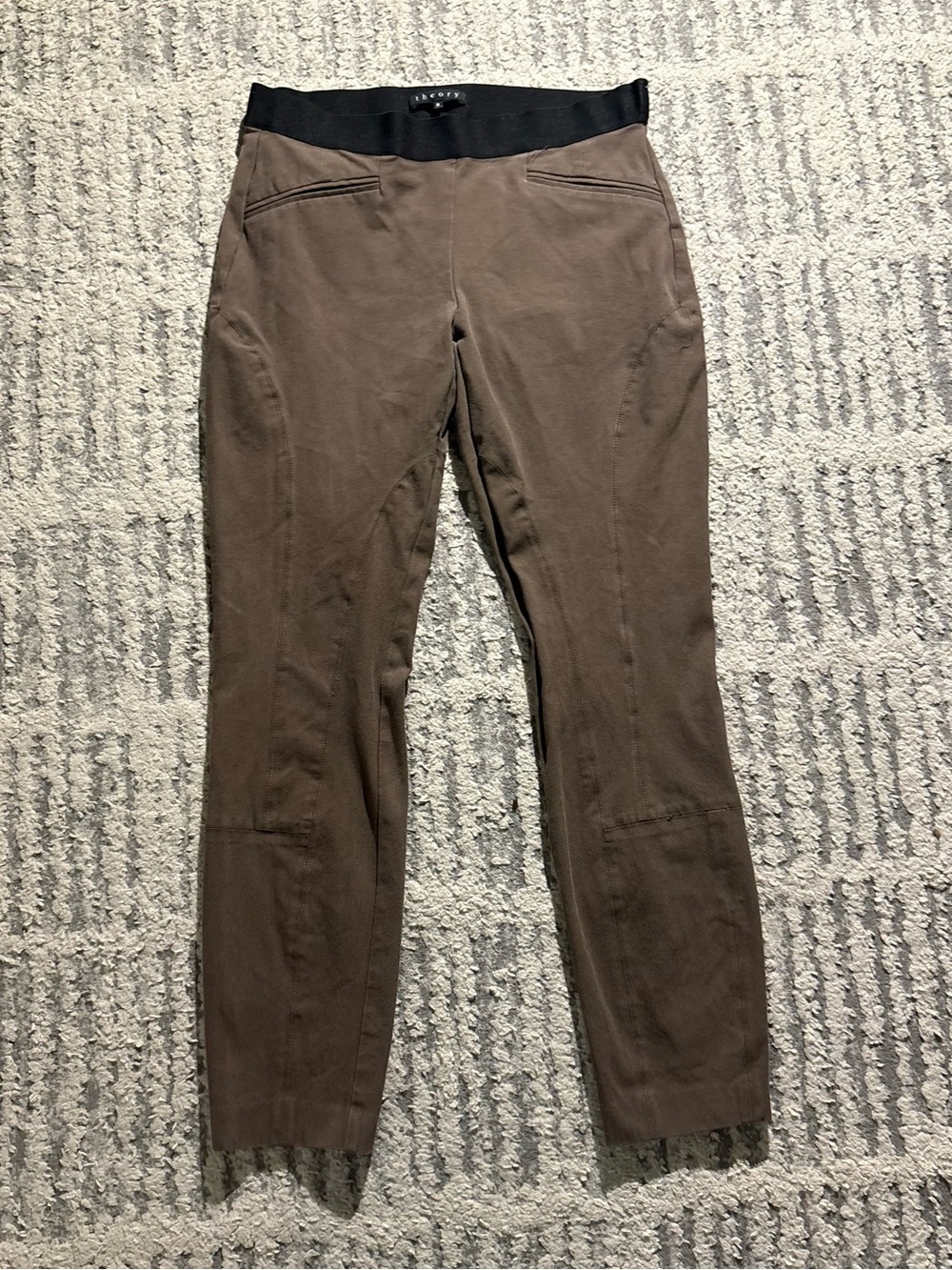 Theory brown black pull on flattering pants trousers size 8